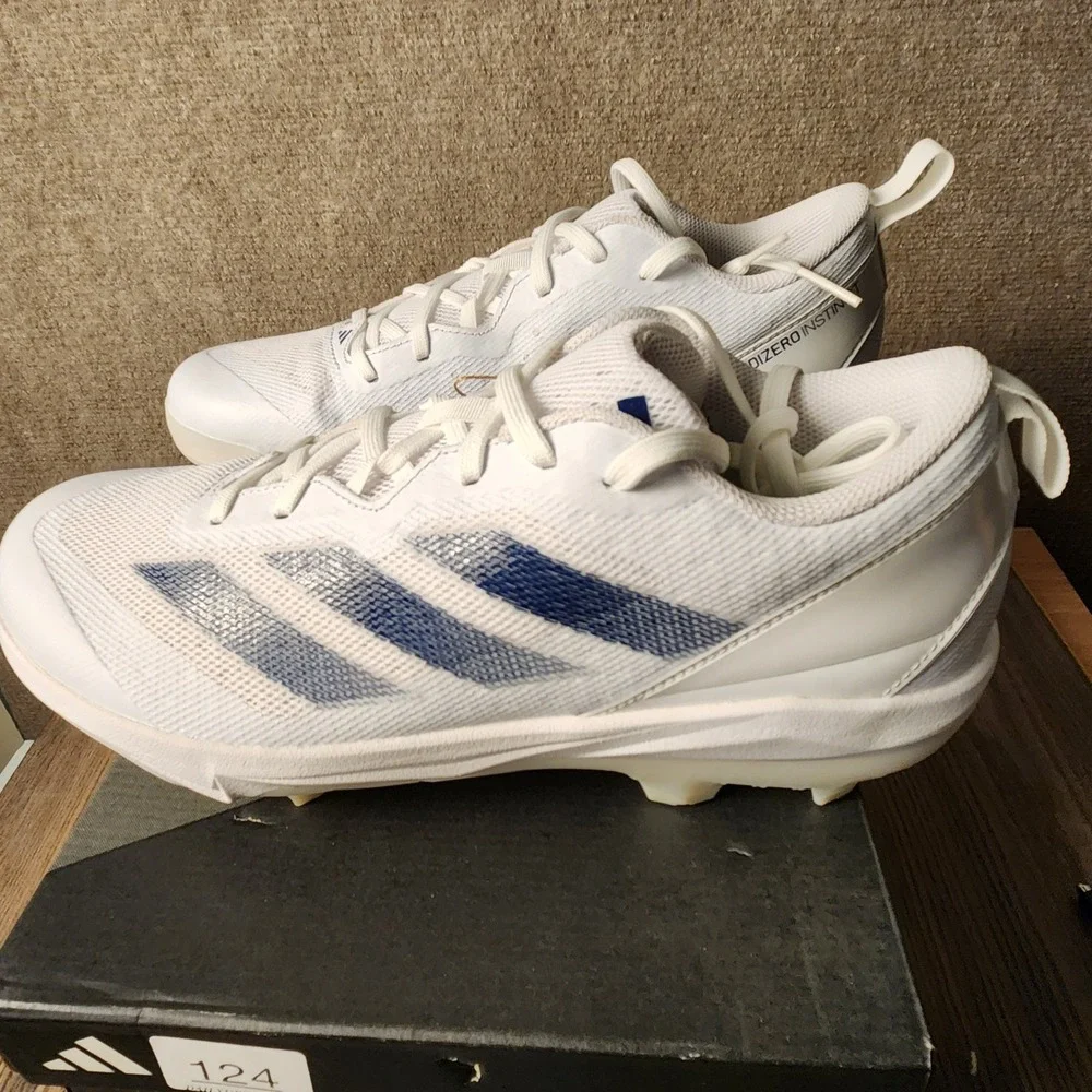 Adidas‎ Adizero Instinct TPU Softball Cleats Mens 11 White Blue IH3473 Low Top